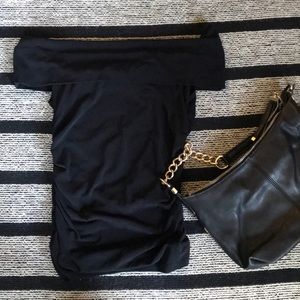 Black Sexy Boat Neck Top